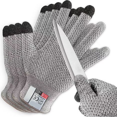 5 Stück Schnittfeste Handschuhe, EN388 Level 5, schnittfeste Handschuhe, schnittfeste Handschuhe, lebensmittelecht,Grau (1/4)