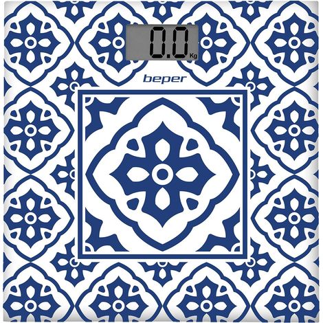 BEPER P303BIP001 Bilancia Pesapersone Digitale Fantasia Maiolica, Capacità max 180kg, Accensione Touch, Batteria inclusa (1/5)