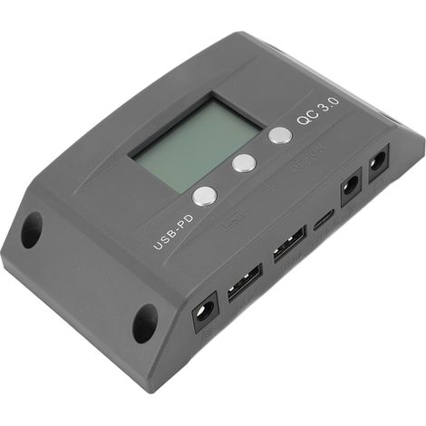 Regolatore di carica solare MPPT 12V/24V auto-adattivo con porta CC, display LCD, LED, doppia porta USB, pannello di regolazione intelligente per campeggio all'aperto, 50A. (1/5)