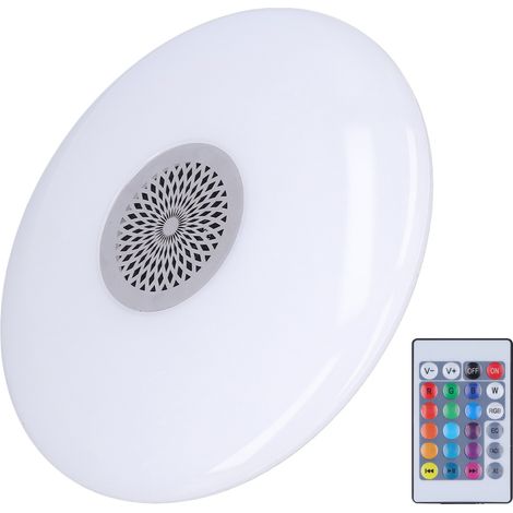Lampe musicale RGB à changement de couleur E27 24 W avec télécommande et haut-parleur intelligent intégré (plafonnier 85-265 V). (1/5)