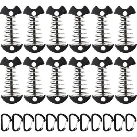 Lot de 12 piquets de tente en aluminium avec boucle à ressort, noirs. (1/5)