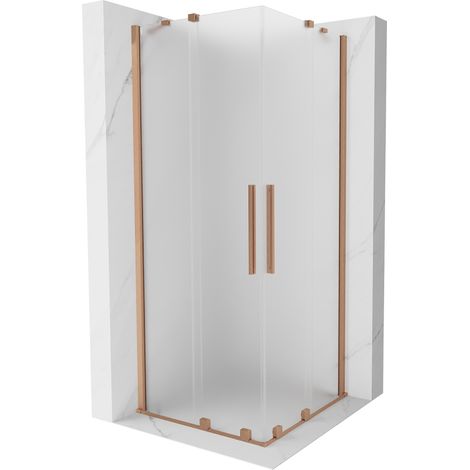 Mexen Velar Duo cabine de douche coulissante 80 x 80 cm, givré, cuivre brossé - 871-080-080-32-65 (1/5)