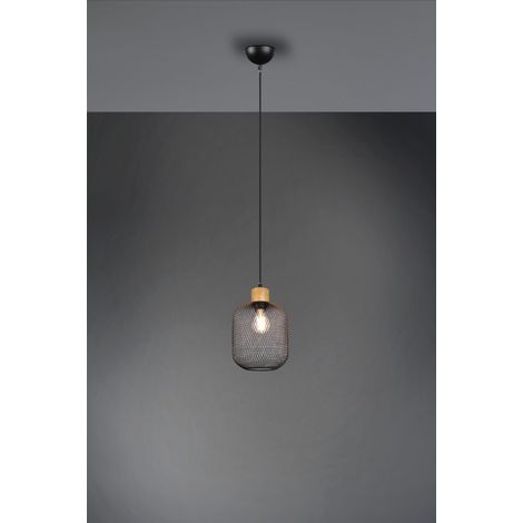 Suspensión Calimero 1xE27 Malla Metálica Negra Ø18 cm Trio Iluminación (1/2)