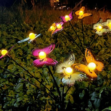 Lampe de sol papillon à énergie solaire, lampe de cour extérieure à énergie solaire, lampe solaire décorative, lampe luciole. (1/5)