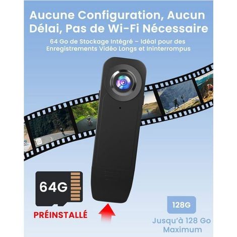 1080P-Überwachungskamera ohne Internetverbindung, Mini-Funk-Spionagekamera mit 1000-mAh-Akku, ohne WLAN, mit 64-GB-Speicherkarte (1/4)