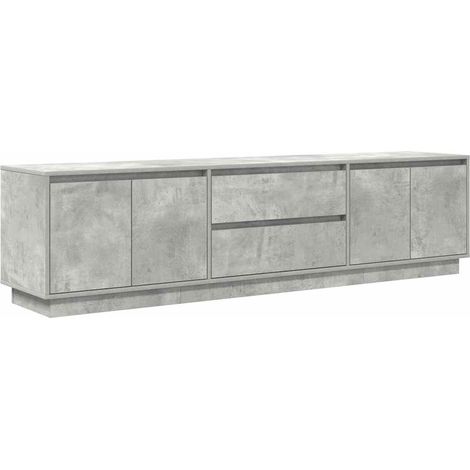 Mueble para TV con luces LED espacio de almacenamiento 193,5 x 41 x 50 cm madera contrachapada gris hormigón 020055841 (1/5)