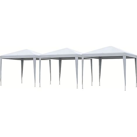 3er-Set pavillon 2,7x2,7m Rechteckig Wasserabweisend Stabil Winterfest Pavillon Partyzelt Gartenzelt Gartenpavillon Festzelt für Camping Garten, Weiß