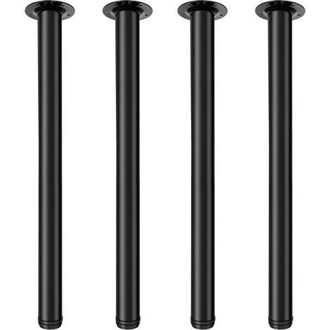 Pieds de Table Réglables 60 cm, Lot de 4 Pieds de Meubles Métal Noir Ø50mm, Support en Acier pour Table Basse (1/5)