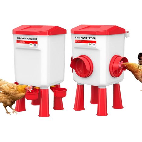 Mangeoire Poules et Abreuvoir Poules Automatique 12 Kg / 11 L (1/5)