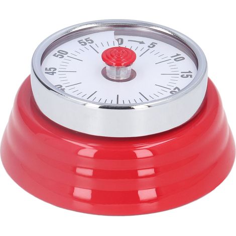 Minuteur de Cuisine Magnétique 70dB, Portable Multifonction en Acier Inoxydable Rétro - Rappel de Cuisine Rouge