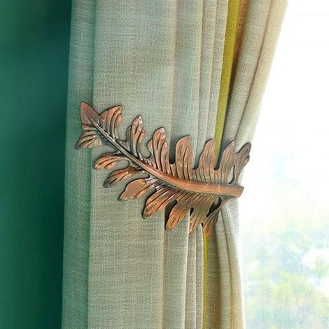 2 pièces européennes grande feuille embrasses de rideau retenues de rideau crochets muraux décoratifs cintre pour rideaux porte-linge traitement de fenêtre matériel feuille de bronze rouge (1/3)