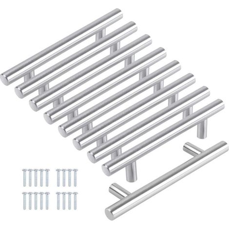 Lot de 8 Poignee de Meuble Cuisine Poignée Cuisine 128mm Poignee Porte Cuisine Poignée Placard Cuisine en Acier Inoxydable et Nickel Brossé Entraxe 128mm (1/4)
