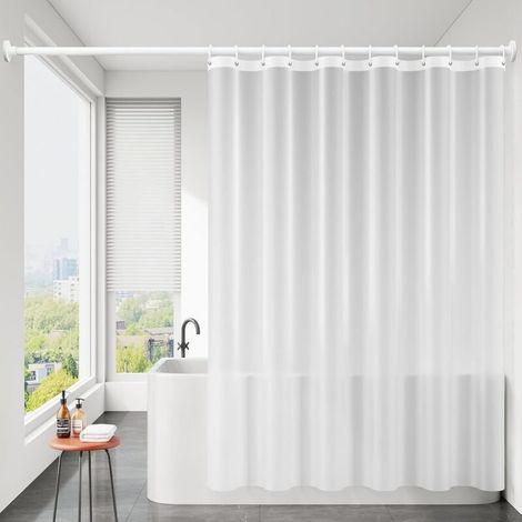 Rideau de douche, rideau de douche PEVA, imperméable, blanc mat, texturé, 240 x 200 cm (1/5)
