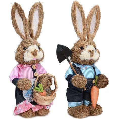Décorations rustiques de Pâques pour la maison - Figurines de lapin pour les fêtes (1/5)
