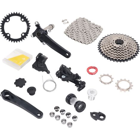 Kit cassette 11-40T + pédalier 36T + dérailleur arrière + manette de changement de vitesse + chaîne pour transmission 9 vitesses vélo (1/5)