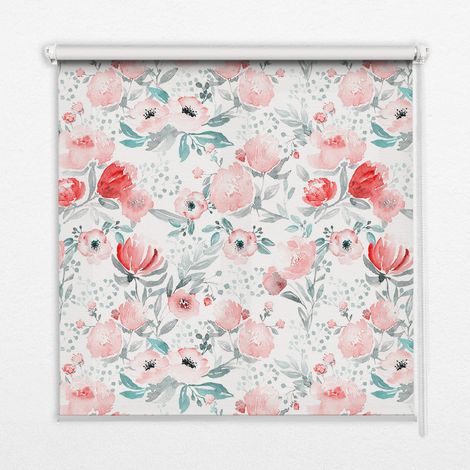 Tenda a Rullo Interna per Finestra - Tenda Filtrante Luce - Tenda Privacy - Tenda Decorativa Rettangolare - Rullo per Interni - (110 cm x 140 cm) - Papavero rosa (1/5)