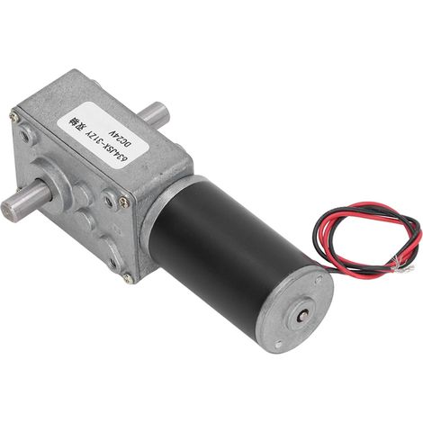 Moteur Électrique à Engrenages à Vis Sans Fin 24V Double Arbre 30RPM, Micro Motoréducteur Haute Torsion Auto-Bloquant Réversible (1/5)