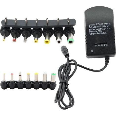 Mehrspannungsnetzteil AC 220 V auf DC 3 V–12 V – max. 3000 mA Stromstärke – Kurzschlussschutz – 7 Adapter im Lieferumfang enthalten (1/5)