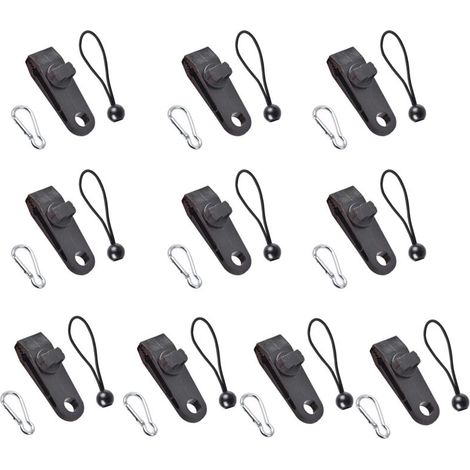 10 ensembles de clip de canopée de tente extérieure auvent coupe-vent boucle fixe accessoires en plastique camping multi-fonctionnel vent corde boucle tente clip(clip de tente + corde élastique + accr (1/5)