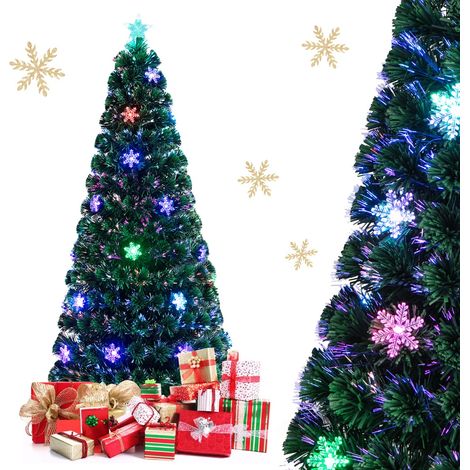 Albero di Natale 180cm con 28 luci LED abete artificiale con fibra ottica che cambia colore (1/4)