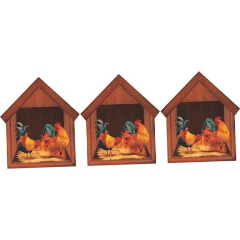 Lot De 3 Autocollants Muraux En Forme De Coq Pour Salon Décoration De Chambre Pour Garçons Et Filles Motif Animal Facile À Décoller En Pvc (1/5)