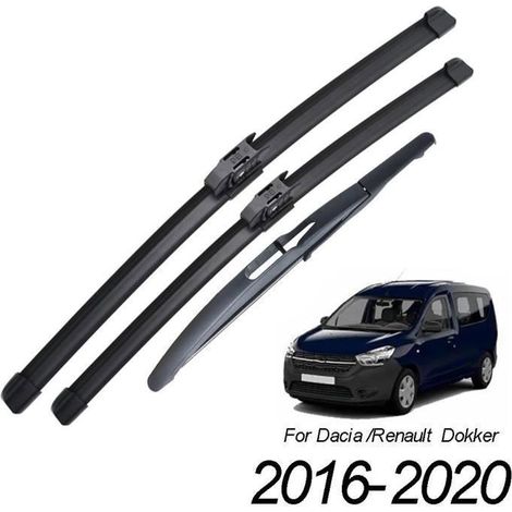 Lot de 3 Balais d'essuie-glace avant et arrière pour Renault Dacia Dokker 2016 2017 2018 2019 2020