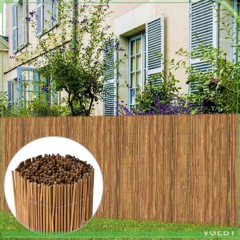 Clôture en bambou ronde 500 x 100 cm – barrière de jardin naturelle marron (1/5)