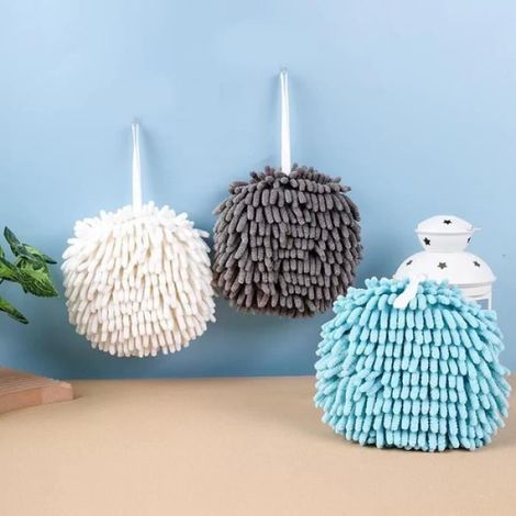 3 pièces Serviette Sèche-Mains Suspendue, Serviettes Microfibre Douce Super absorbantes à séchage Rapide avec Crochets (1/4)