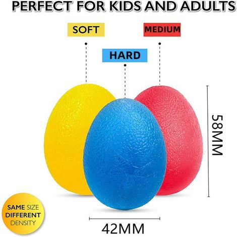 Lot de 3 Muscleur de Main Balle Anti Stress Balle Rééducation Main Souple Moyen Dur Diamètre de 5.83.4CM pour Diminution du Stress (1/4)