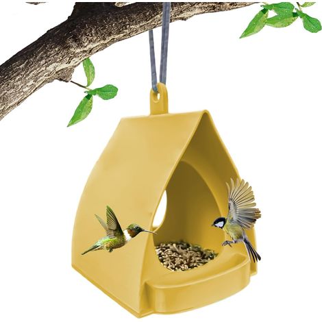 Juego de 2 comederos colgantes para pájaros con tapa, comedero de jardín con protección contra la lluvia, estación de alimentación para pájaros de jardín, casita para pájaros, comedero colgante (amari (1/5)