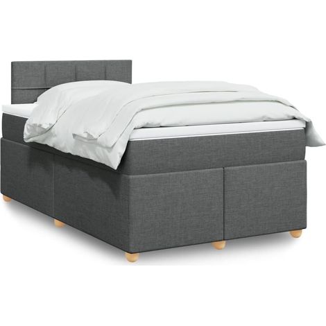 Boxspringbett mit Matratze Dunkelgrau 120x200 cm Stoff
