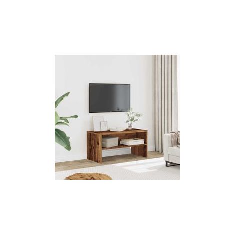 Meuble TV vieux bois 80x40x40 bois d'ingénierie (1/5)