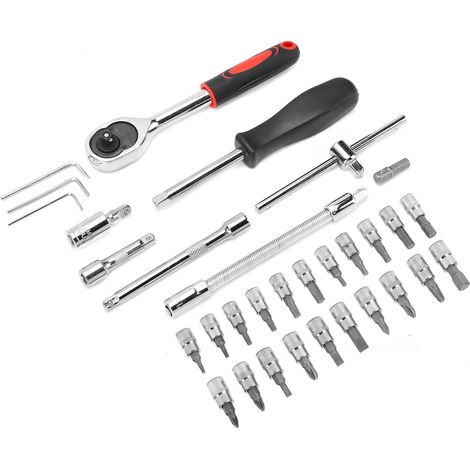 46-teiliges Steckschlüssel-Bit-Set, Kfz-Reparatur-Schraubenschlüssel, Universal-Werkzeugkasten, Kohlenstoffstahl-Hardware (1/5)