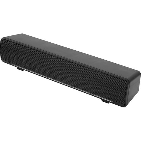 Barre de son portable stéréo avec câble USB - Lecteur de musique - Bass Surround - Prise audio 3,5 mm - Pour PC, téléphone portable, ordinateur portable, téléviseur, tablette, MP3, MP4 - Noir (1/5)