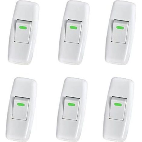 SABIR 3x6.5cm 6 Pack Interrupteur Lampe, Interrupteur Torpedo, Ligne Cordon Interrupteur, Interrupteur Lampe de Chevet, Interrupteur à Bascule en Ligne pour Lampe de Table de Chevet Remplacement du (1/4)
