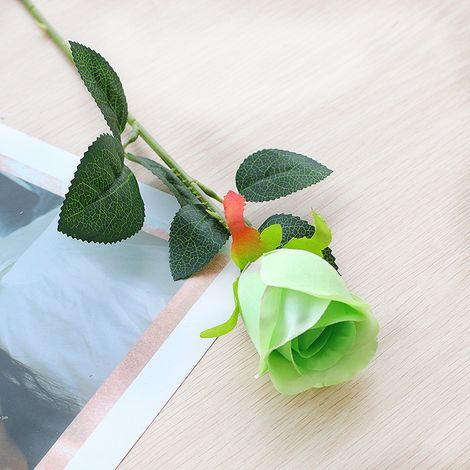 Fleurs artificielles Lot de 12 Roses Artificielles, Deco Fausses Fleurs en Soie avec Tige Simple de 48cm, Fleur Réaliste pour Fête Jardin en Famille Hôtel Décoration de Mariage, Décor Floral (Vert)