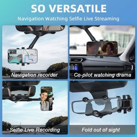 Support de téléphone de Voiture pour rétroviseur, Auto Support Téléphone Voiture Rotatif et Rétractable à 360° pour Tous Les (1/5)
