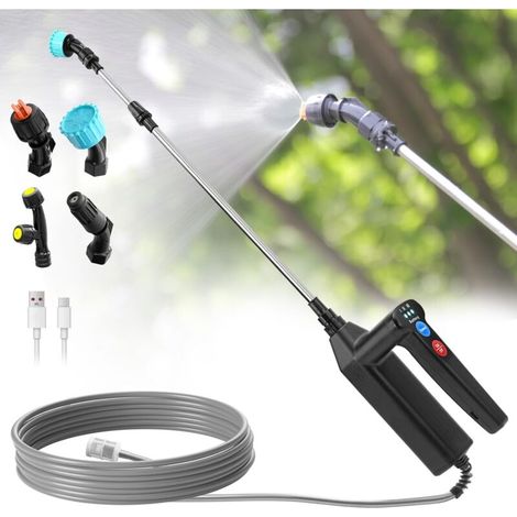 Pulverisateur Electrique avec 3 Vitesses de Pulverisation, 7.4 V Pulverisateur de Jardin Puissant,4 Buses Reglables Pulverisateur a Pression avec 8M Tuyau et 60cm Tige Telescopique (1/5)