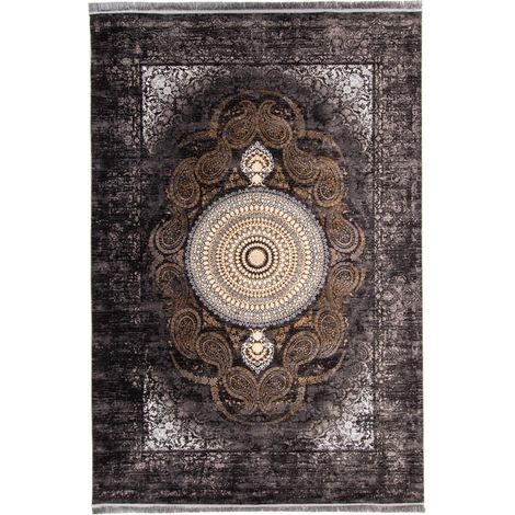 Tapis persan Yasmin  - 150x100cm, Rectangular - 100% Acrylique - Tissé - Gris