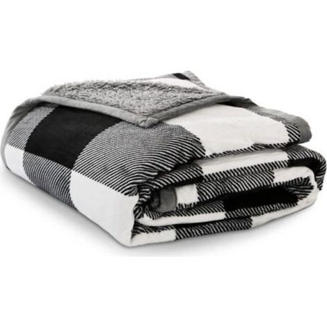 Plaid Polaire 130x150cm Couverture Laine Douce Confortable pour Hiver Super Chaude, Plaid Canape Motif Carreau Noir Blanc Style Classique, Plaid Flanelle Réversible Toujour à La Mode (1/4)