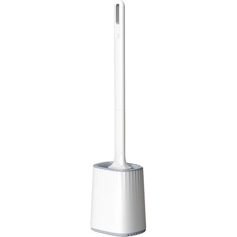 Brosse de toilette avec support de séchage, brosse de toilette murale et sur pied à long manche pour salle de bain (blanche)-AquaForge (1/5)