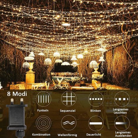 m x 3 m Lichterkette mit 600 LEDs, 8 elektrisch betriebene, wasserdichte Weihnachtsbeleuchtungsmodi für Fenster, Wände, Schlafzimmer, Balkon, Innen- und Außendekoration (Weiß C) (1/4)