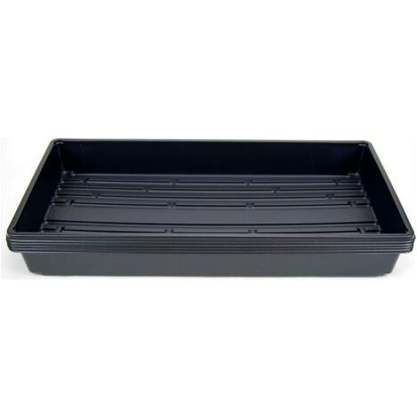 QORVA-Lot de 5 plateaux de plantation en plastique noir durable (sans trous de drainage) 54 cm x 28 cm - Fleurs, semis, (1/4)