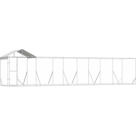 Maison Exclusive - Outdoor-Hundezwinger mit Dach Silbern 10x2x2,5