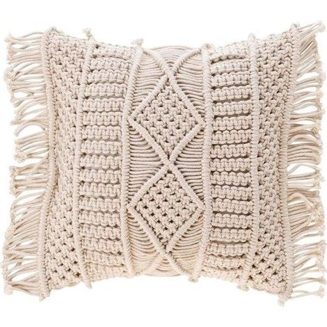 Coussin déhoussable macramé - Douceur d'Intérieur - 40x40 cm - Coton macramé - Finition zip - Entretien facile - Naturel (1/3)