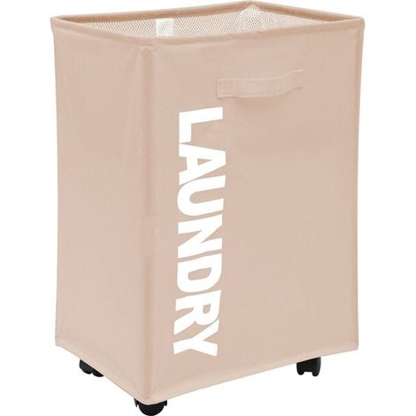 Panier À Linge Pliable Rangement Avec Roulettes Poche À Cordon Tissu Oxford (1/4)