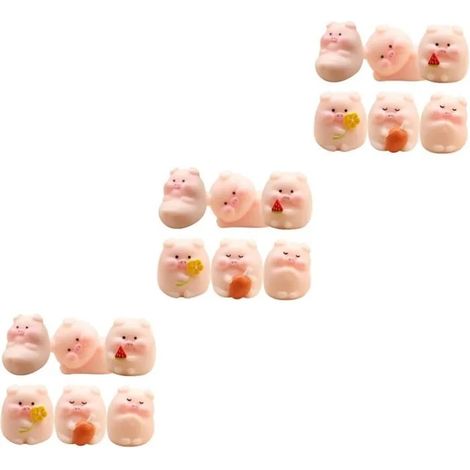 3 Ensembles Ornement Cochon – Mini figurines en résine, décor de table, modèle miniature pour adultes et enfants. Lot de 6 pièces × (1/5)