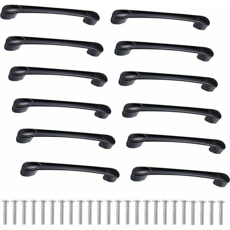Poignées de Meuble Noires 96 mm en Alliage de Zinc, Lot de 12 avec Vis pour Cuisine, Porte et Tiroir (1/5)