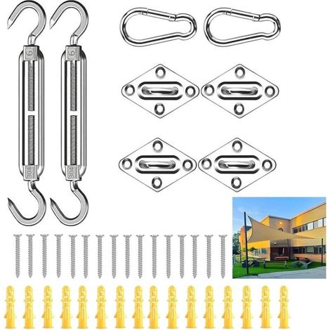 40 pièces Kit de Fixation Voile D'ombrage,Acier Inoxydable 304 Kit Accessoires de Fixation de Matériel,Kit de Fixation pour Voile de Jardin,pour Pergola Balancelle Tonnelle de Jardin Voile D'Ombrage (1/5)