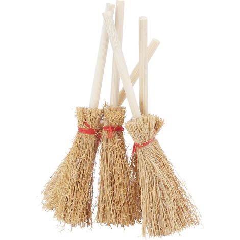 Mini balais en paille, balais de sorcière miniatures, ornements suspendus déco pour maison de poupée, fête d’Halloween. (1/5)